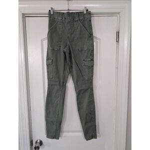 Spanx Tall Olive Green Stretch Twill Cargo Pants High Rise Womens Medium
